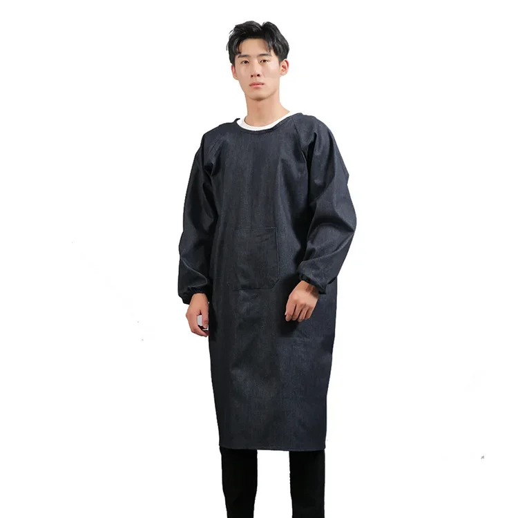Wear-Resistant Denim Clothing Reversible Long Sleeve Vest For Men And Women With Back Strap Loose-Fit Long Skirt Casual Western