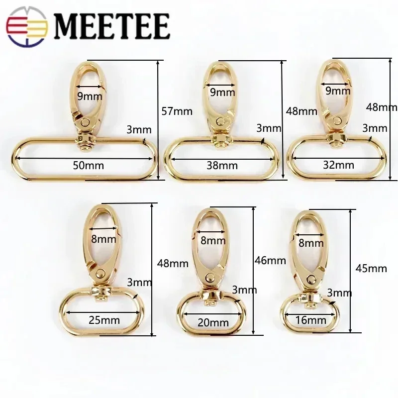 Meetee 10Pcs 16-38mm Bag Strap Hook Buckle Metal Swivel Lobster