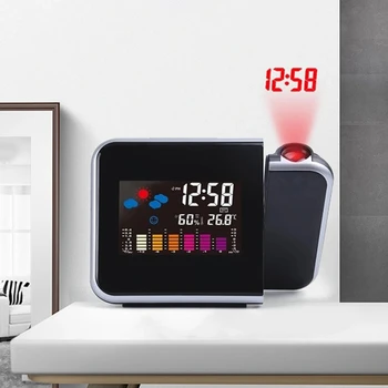 Orologio con display a colori con proiezione digitale a schermo a colori, sveglia elettronica a proiezione rotante a LED, orologio da decorazione per desktop domestico 1