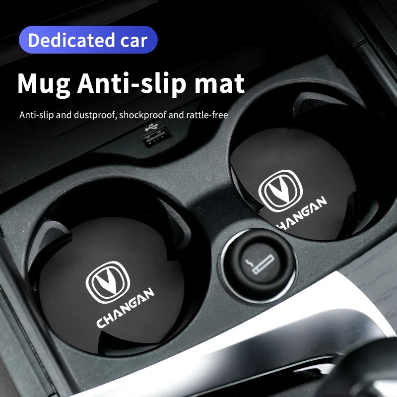 2Pcs Car Coaster Water Cup Holder Pad Non-Slip Mat Accessories Changan CS75 CS35 CS15 CS55 CS95 CS85 CX70 EADO CX20 Alsvin