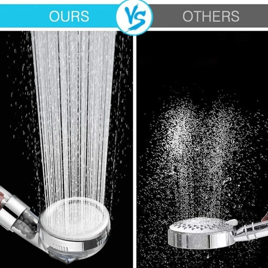 3 Functions High Pressure SPA Shower Head Saving Water Handheld Rainfall Bathroom Accessory Anion Filter Shower 5