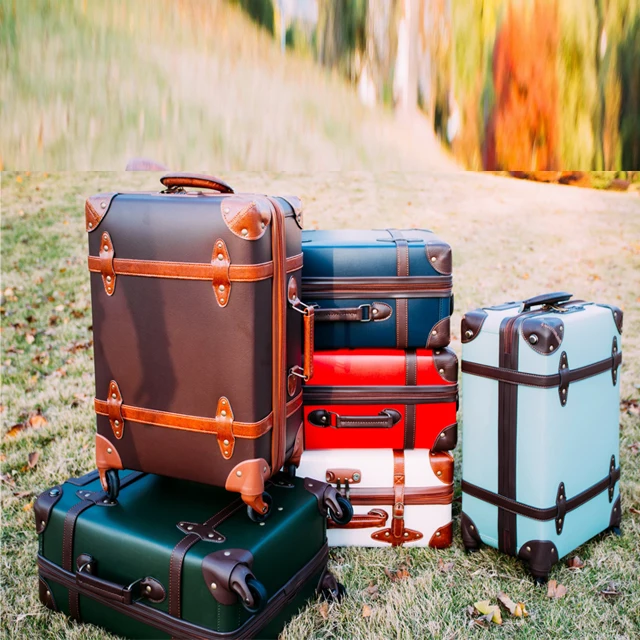 

PU leather and PP material travel luggage sets vintage luggage suitcase
