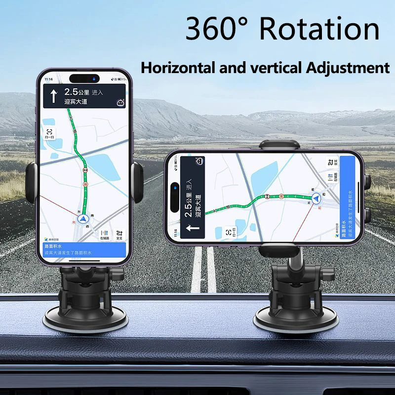 Car Phone Holder Adjustable Car Phone Mount Cradle 360° Rotation Dashboard Windscreen Suction Cup Mobile Phone Stand for iPhone