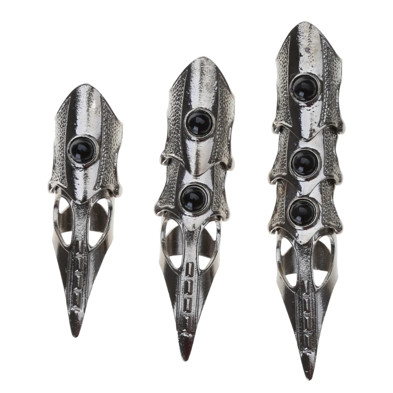 Gothic Punk Skeleton Hand Glove Adjustable Metal Finger Claw for Cosplay 4