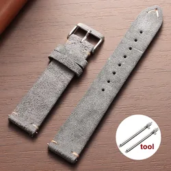 Vintage Red Suede Leather Quick Release Wristband Bracelet - 18mm (Dark Grey)