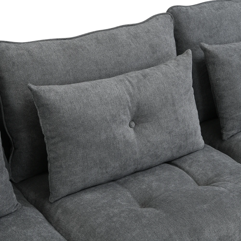 Modulares, trennbares 4-Sitzer-Sofa-Set – multifunktionales Schlafsofa, frei kombinierbar, Chenille-Bezug mit vollständiger Sitzkissen-Aufbewahrung – Detail 23
