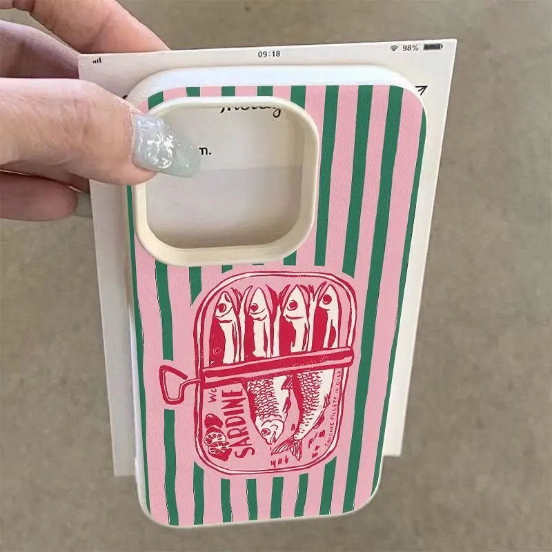 Green Striped Sardines Silicone Phone Case