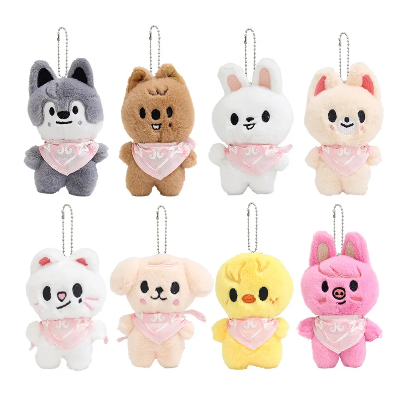 SKZOO Plush Keychain Stray Kids Plush Toy Water Scarf Bean Eye Li Longfu Pendant Children's Creative Toy