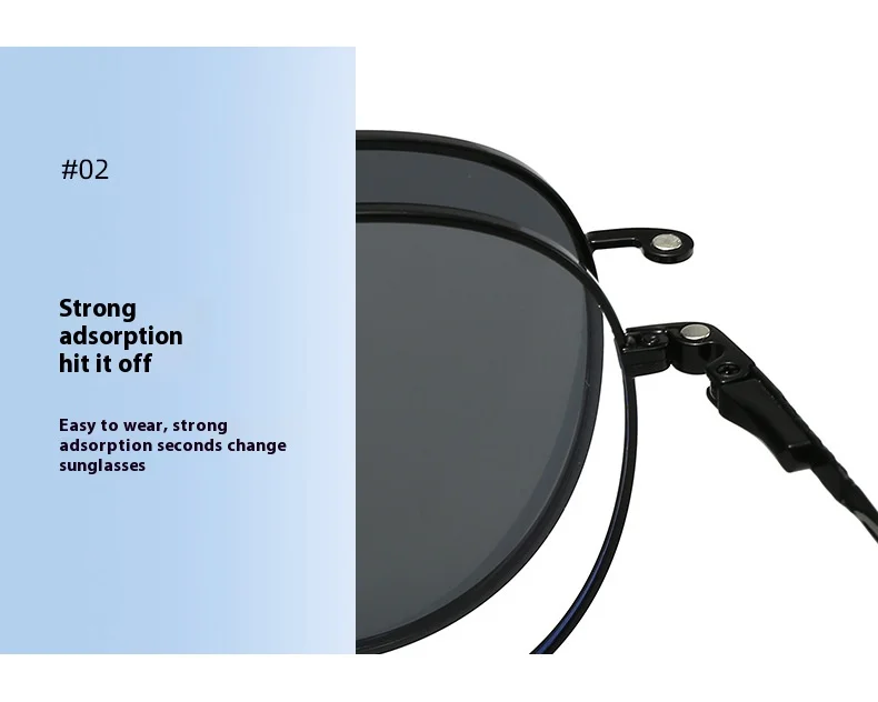 VCKA Klassische Legierung Myopie Sonnenbrille Magnetclip Großer Rahmen 3-in-1 Polarisierte Männer Frauen Optik Brillen -0,50 bis -10 – Detail 9