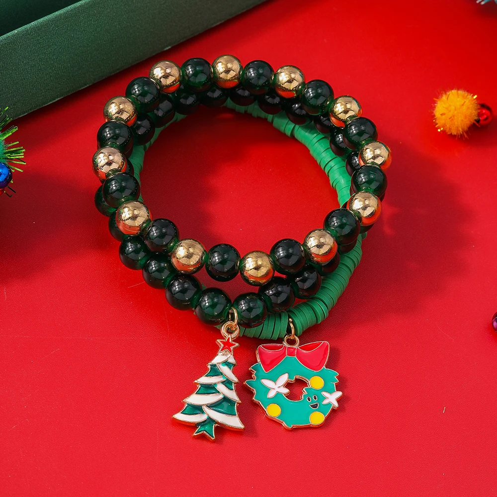 Leslie Fashion Weihnachtsarmband Weihnachtsbaum Glocke Hirsch Schneemann Schneeflocke Armband-Set für Frauen Frohes Neues Jahr Schmuck Geschenke – Detail 6