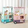 Kids Pretend Play Wooden Ice Cream Vending Cart Toy 3