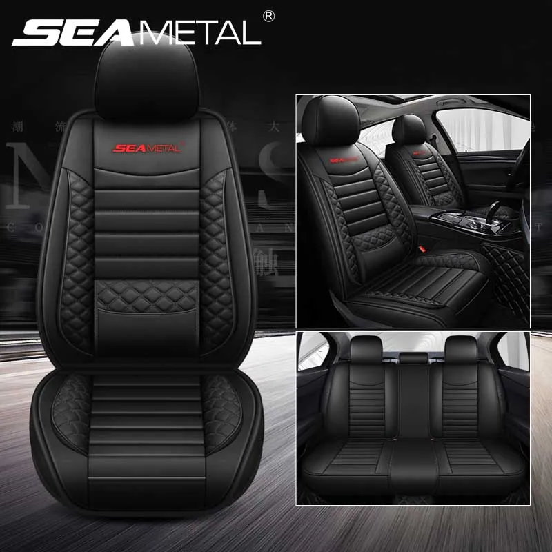 Luxury Full Car Seat Covers Protection Cover Universal PU Leather Auto