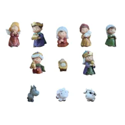 11 - Piece Handcrafted Resin Nativity Scene Decor - Vibrant Religious Table Decoration for the Holidays, Perfect Christmas Gift for Kids (Set of 11)