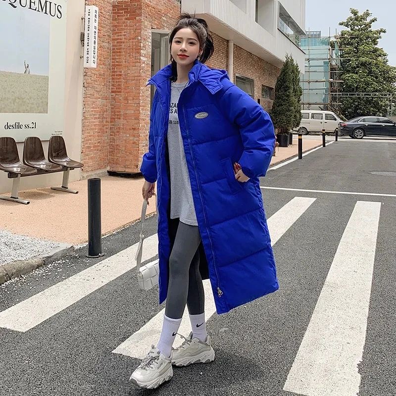 

New Winter Warm Cotton Coats Women Long Thicken Warm Cotton Parkas Korean Hooded Padded Jackets Female Casual Cotton-Padded Coat
