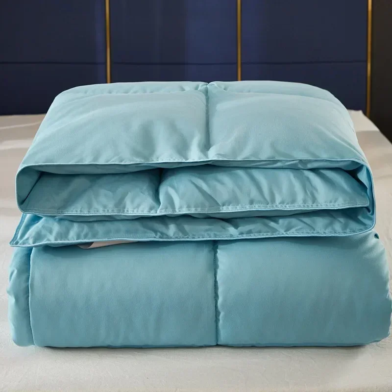 Goose Down Duvet Comforter Quilted Winter Thick Blanket Solid Color Bedclothes 91-95%