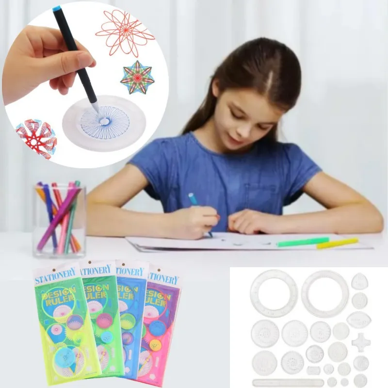 Creative Spirograph Drawing Toy Set - Interlocking Geometric Ruler & Gears