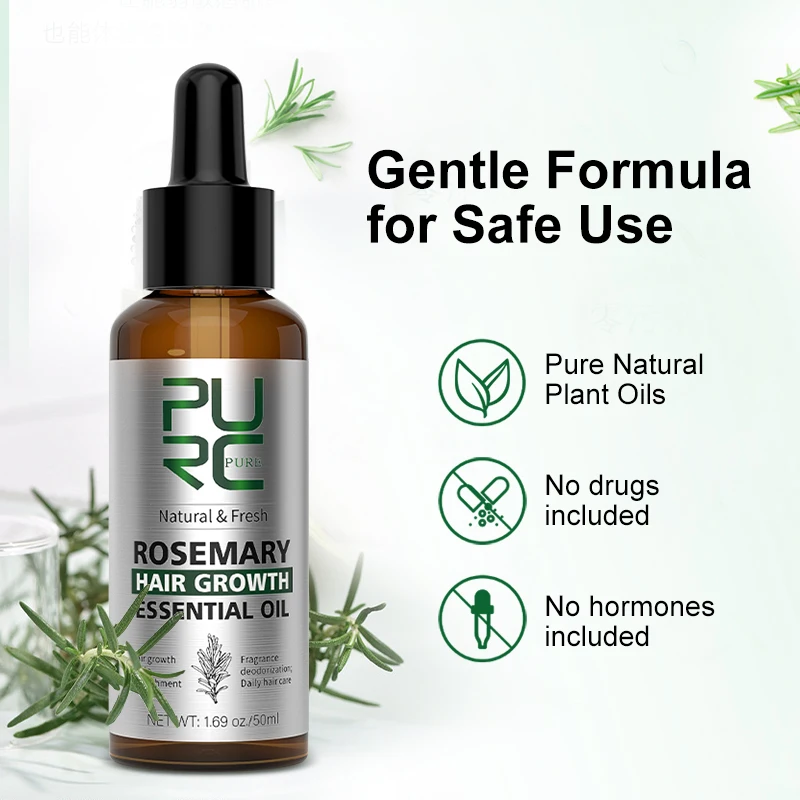 PURC Rosemary Oil for Hair Growth Men Women Scalp Treatment Anti Hair Loss Essential Fast Grow Oil Care Beauty Health 50ml,hair growth serum,hair growth spray,hair care oil,hair growth cream,hair growth shampoo set
