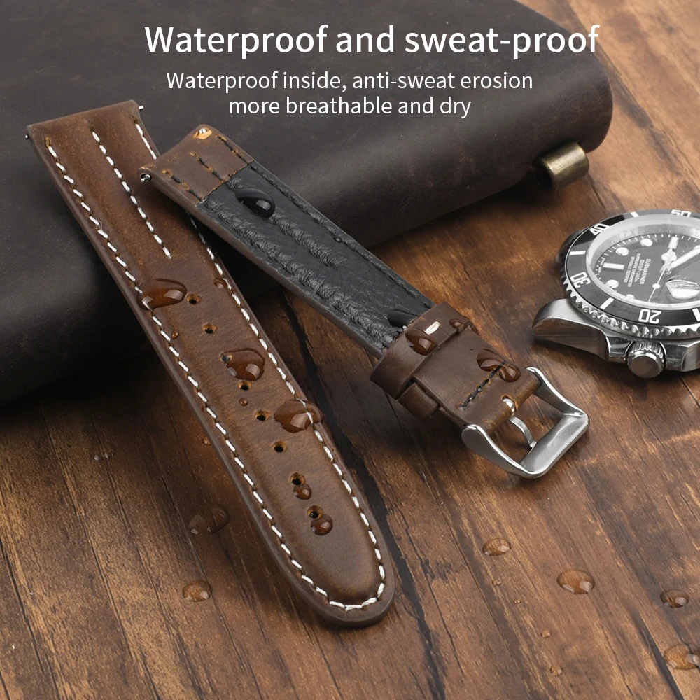 Premium Genuine Leather Watch Band - Universal Cowhide Strap Bracelet