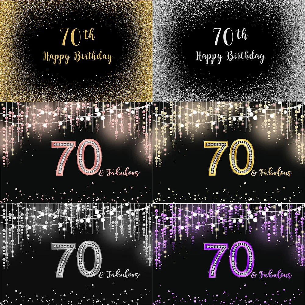 

70th Birthday Photography Background Banner Backdrop 70 Years Old Birthday Rose Gold Decorations Party Supplies for Women