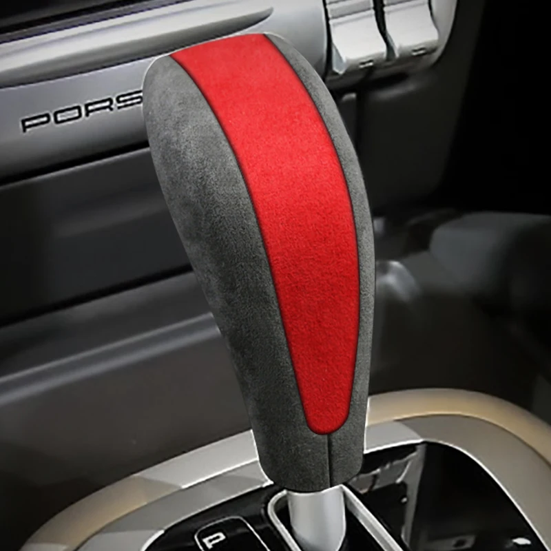 

Top Suede Wrap Car Gear Shift Knob ABS Trim Cover Interior Sticker For Porsche Cayenne 2004-2009 Coupe Turbo S Accessories