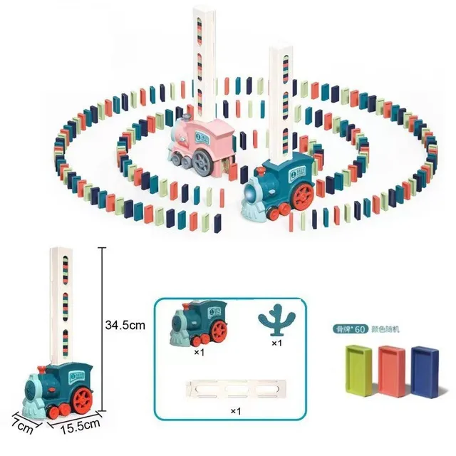 Domino Puzzle Children's Automatic Placement and Issuance of Electric Sound and Light Small Train Toys Domino Train Toy Kid Gift 4