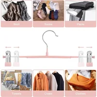 10pcs Thin Trouser Hangers, Non-Slip Pant Hangers with Adjustable Clips, Space Saving Hangers for Clothes, Skirt 2