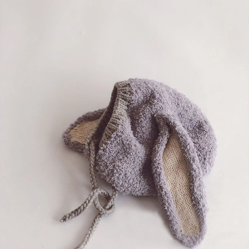 Winter Plüsch Baby Bunny Hut Dicke Warme Säuglings Ohr Schutz Kappe Kopfbedeckung Niedlichen Kaninchen Kinder Beanie 6-36 monat Junge Mädchen Kinder Motorhaube – Detail 5