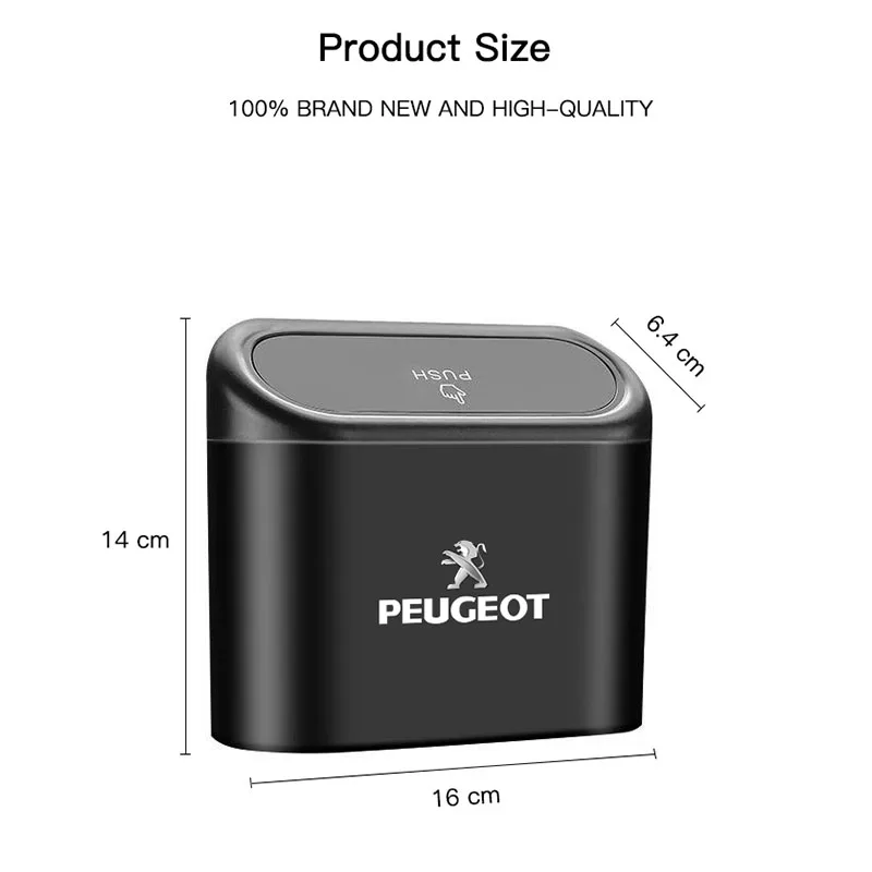 In-vehicle Trash Can Car Garbag Case Storage Bucket Accessories For Peugeot 408 4008 308 3008 Rifter 5008 508 2008 208 301 car trash can