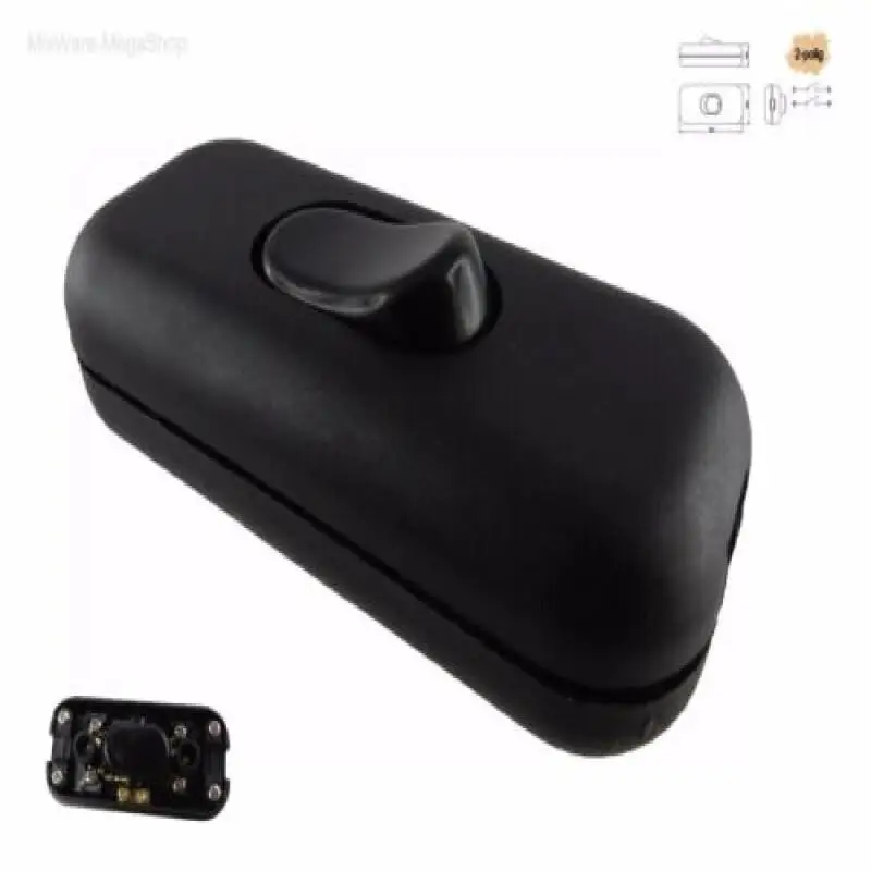 Interruptor En Línea 250V Negro – Botón ON/OFF Para Lámpara De Noche O Mesa (Modelo 303)