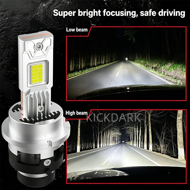 2PCS 2026 업그레이드 D2R D2S LED 헤드라이트 전구 70W 고출력+500% 밝기 6500K 쿨 화이트 하이 로우 빔 크세논 HID 교체