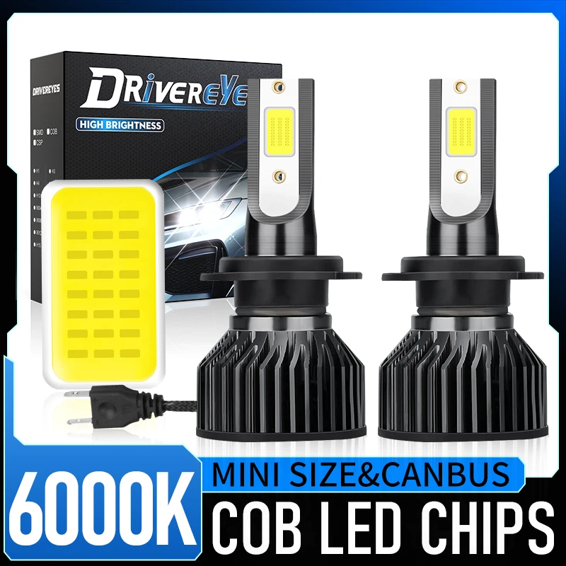 50000LM 500W H7 LED H11 H4 상/하향등 H1 H3 H8 HB3 HB4 HIR2 9005 9006 9012 자동차 헤드라이트 전구 6000K COB C37 자동차 라이트 12V 터보 팬