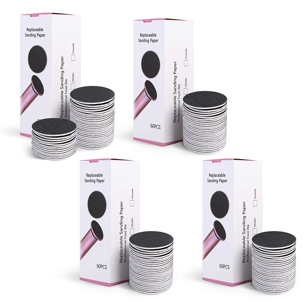 60Pcs 43mm Foot Dead Skin Sandpaper Replaceable Sanding Paper Foot Dead Skin Remove Sanding Paper Pedicure Tools