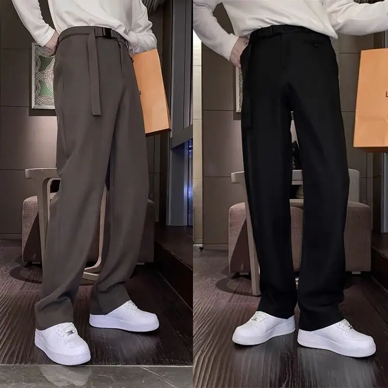 

Ins Casual Trousers Men's Loose Straight Draped Wide-leg Trousers Hong Kong Style Trendy Versatile Draped Suit Trousers