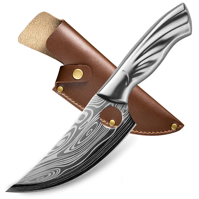 

5.5 inch Hunting Knife Damascus Laser Pattern Kitchen Knives Stainless Steel Meat Fish Fruit Slice Boning Cutter Butcher Knife