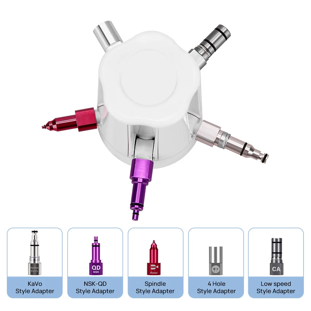 AZDENT Dental Handpiece Cleaning Oil Lubricator With 5 Style Connector Portable Maintenance Tools