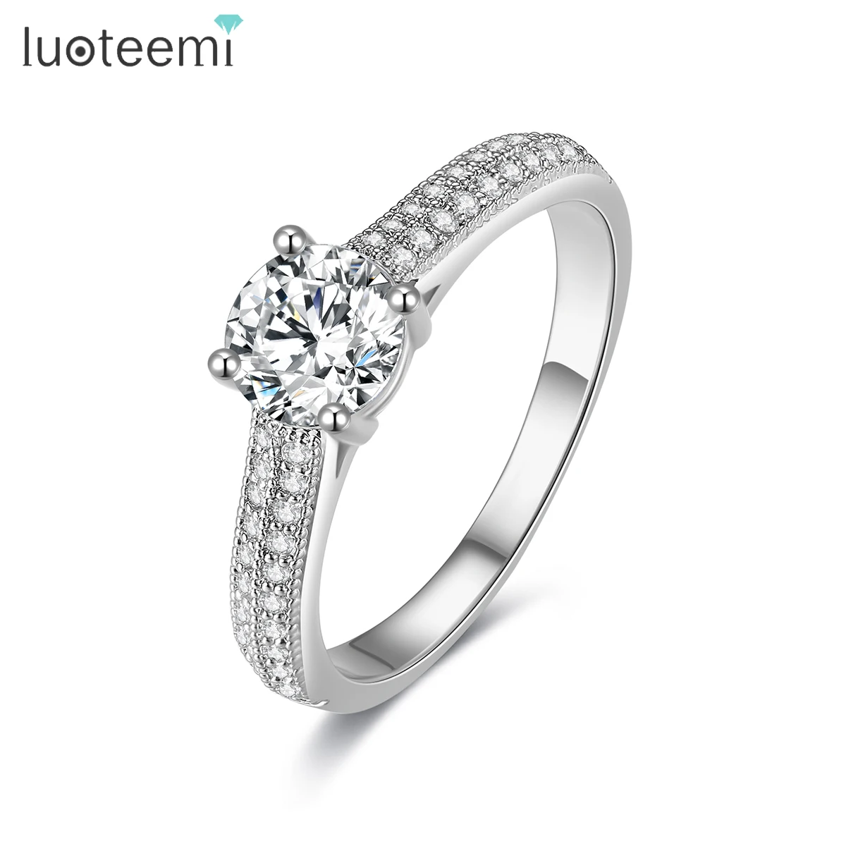 

LUOTEEMI Classic Bridal Wedding Band Ring Shiny High Quality Cubic Zirconia Women Engagement Marriage Ceremony Party Jewelry