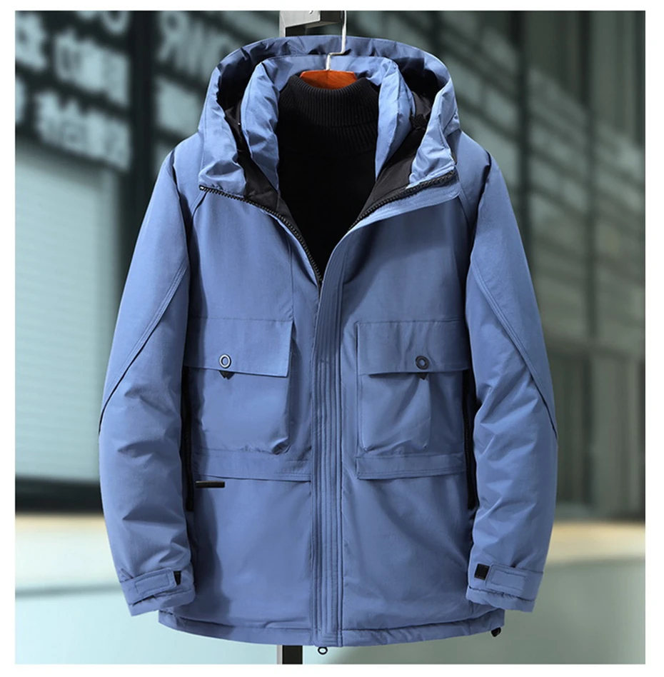 Description Picture 3 of itemCargo Parkas Men Winter Thick Warm Jacket Coats Plus Size 8XL 9XL Fashion Casual Solid Color Jacket Male Outerwear Big Size 9XL