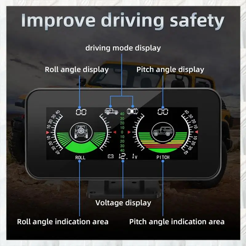 Car HUD Head Up Display Inclinometer Compass Speedometer GPS Overspeed Alarm Car Parts 1 Piece