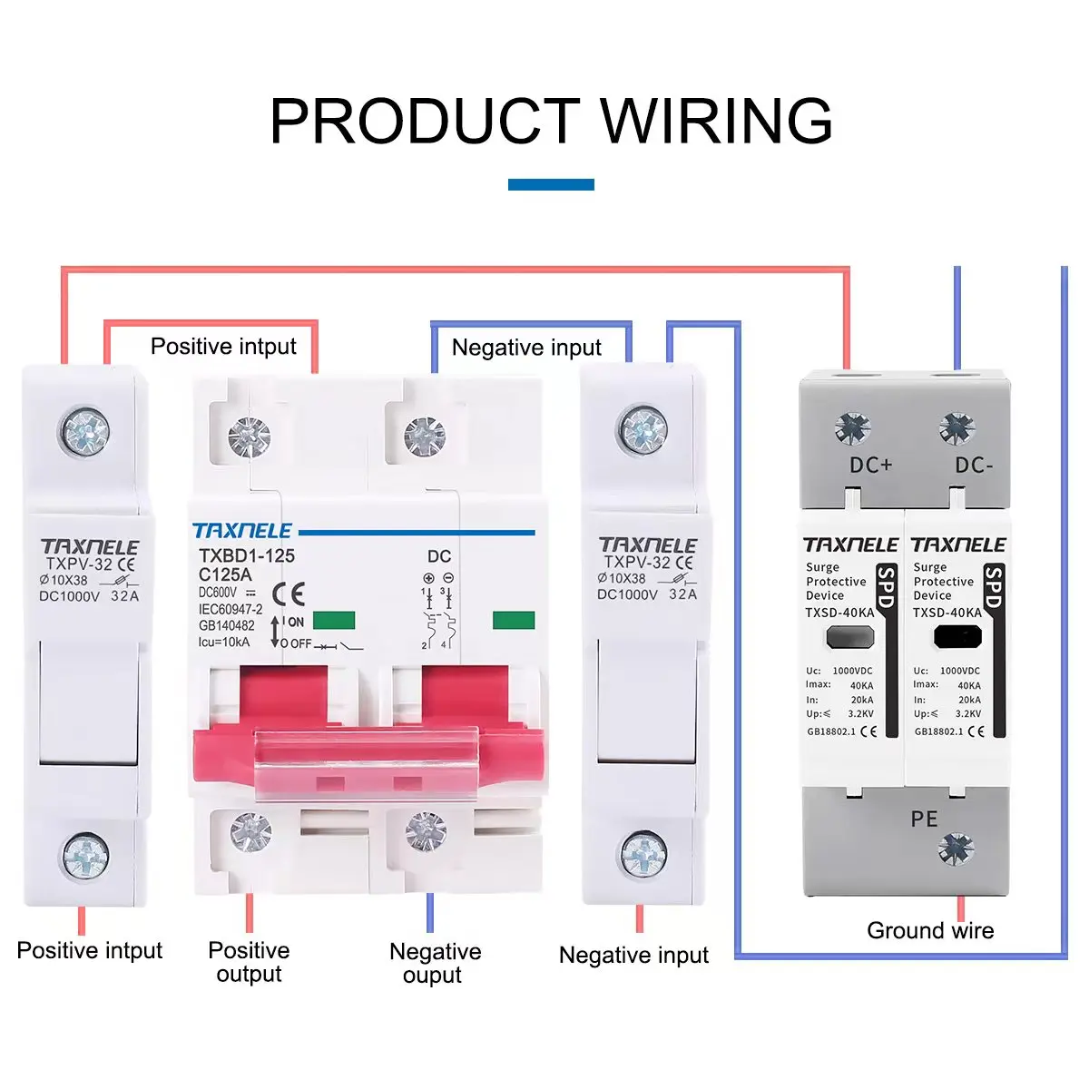 DC 600V Solar Mini Circuit Breaker Battery Switch 125A 100A 2P DC MCB Photovoltaic PV System