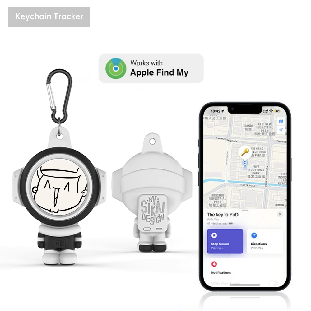 Keychain Pet Tracker for iphone ipad Apple Find My Network Certification Cat Dog Elderly 8-9 Months Standby IPX7 Waterproof GPS