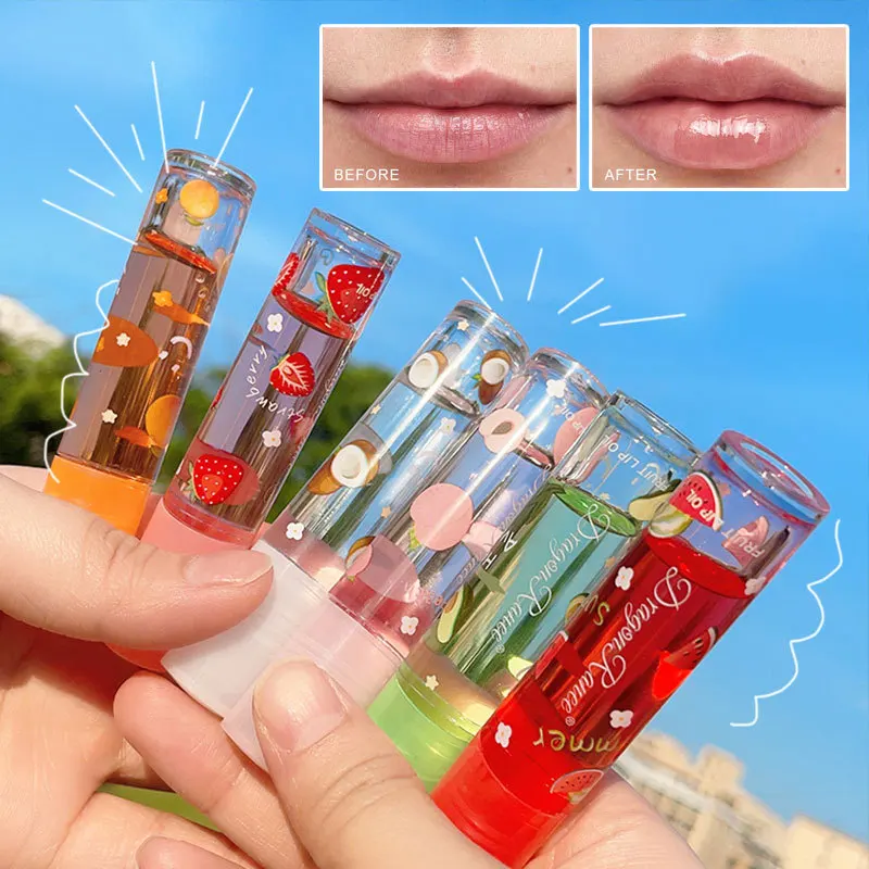 1 PCS Strawberry Lip Gloss Transparent Colorless Ball Lip Oil Moisturizing Fruit-infused Balm Fruit Dudu Random Color