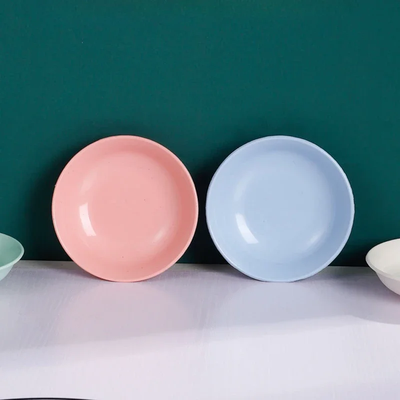 1PCS Wheat Straw Seasoning Dish Household Kitchen Creative Dip Snack Dish Plastic Round Pickles Small Plate Cutlery Snacks Plate Snack Dish Wheat Straw Plates Seasoning Dishes Plastic Seasoning Dish