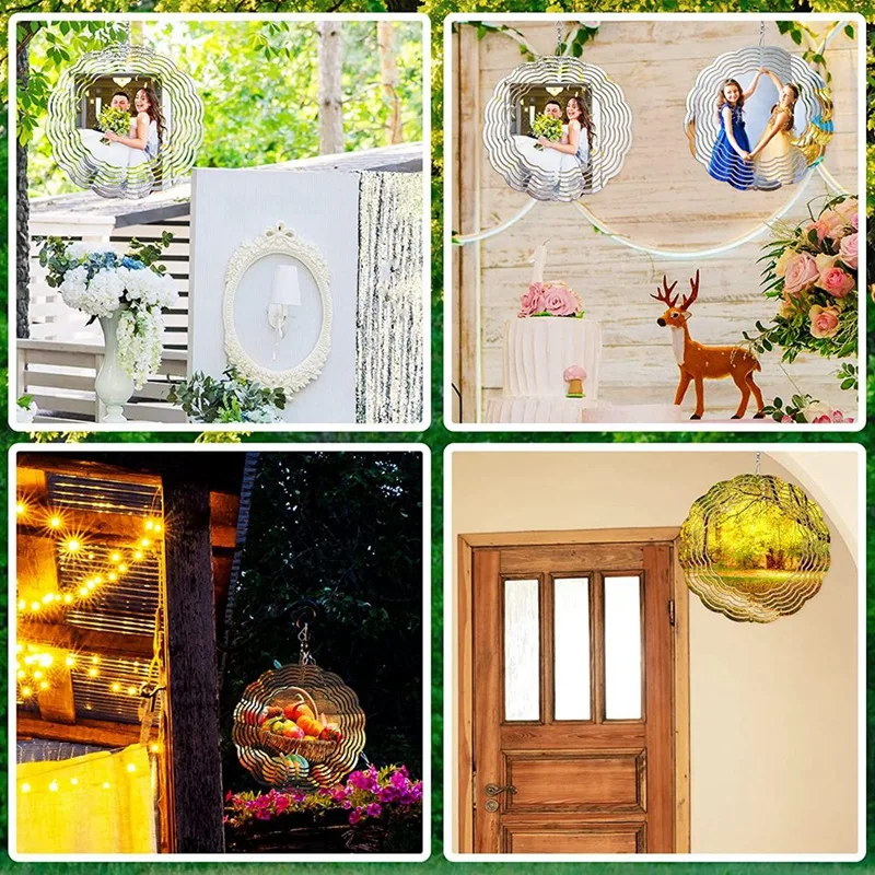 8 Inch Sublimation Wind Spinner Blanks 3D Wind Spinners Hanging Spinners 10Pcs for Indoor Outdoor Garden Decoration