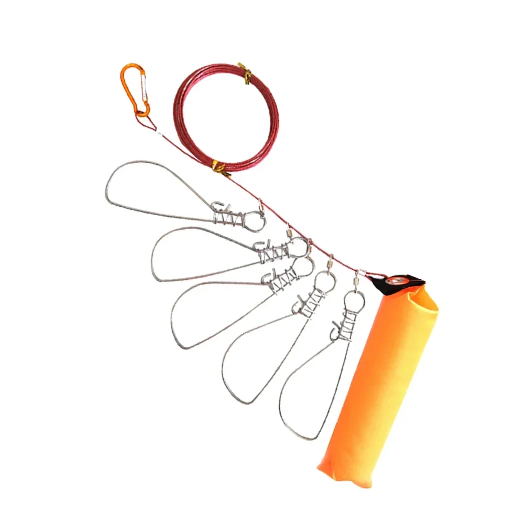 Snaps Fishing Lock Buckle Tackle Fishing Accessories 5 Stainless Steel Chain Stringer With Float Live Fish Lure Lock belt fishing tools fishing accessories fishing tool fishing tackle