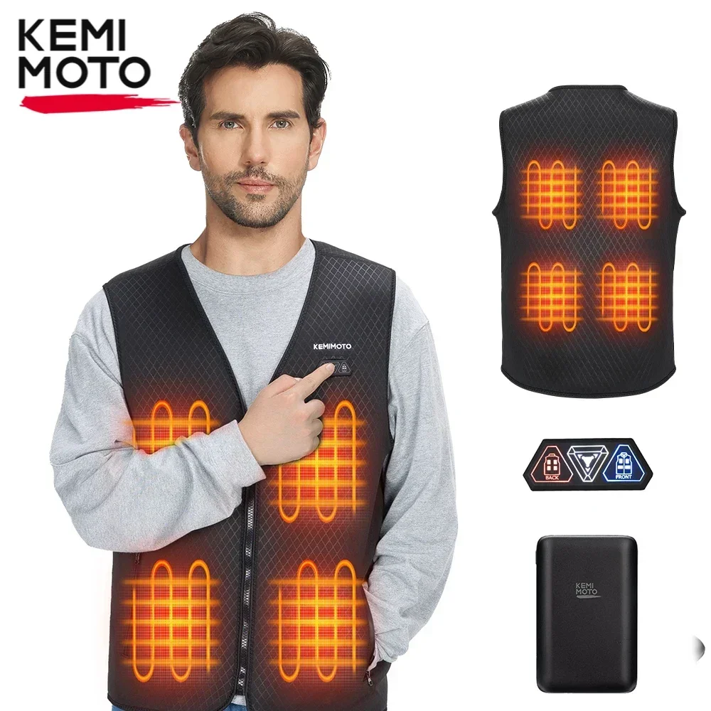 KEMIMOTO Electric Heated Vest with 10000mAh Battery USB Heating Jacket Unisex Safe Winter Outdoor Sport Skiing Hiking Washable
