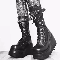 Brand Design Ladies High Platform Boots Big Size Rivet Goth High Heels Boots Women Cosplay Wedges Punk Shoes Woman Gothic Shoes - Image 4