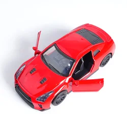 Classic Red Diecast Car - 1:43 Scale Pull - Back Toy with Openable Doors | Collectible Decor & Unique Birthday Gift (GTR RED)
