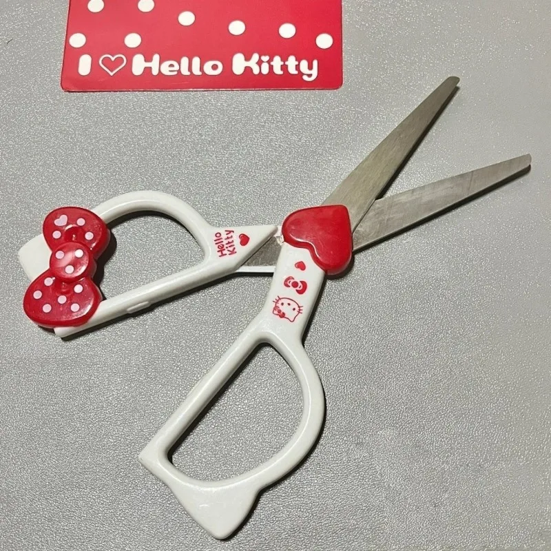 2Pcs Cute Cartoon Hello Kitty Handmade Paper Scissors Kawaii Pink Love Bowknot Student Girl Scissors Thread Repair stationery scissors soft handle scissors portable scissors cutter