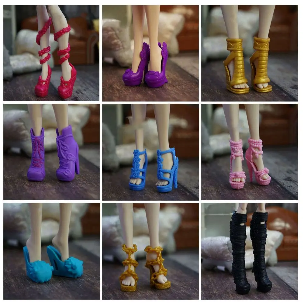 

19 Styles Foot Length 2.2cm Female Plastic Accessories Hero Dolls Boot Long Knees Boots Doll Shoes