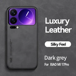 Premium Soft PU Leather Magnetic Protective Back Cover Case - Elegant Design with Enhanced Durability for Xiaomi 14 Pro (Black)